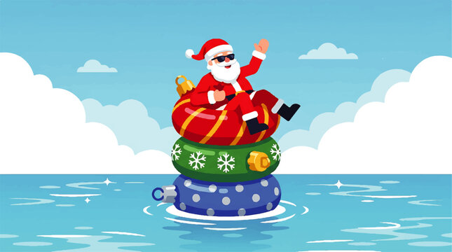 SANTA BEACH fun inflatable raft summer holiday