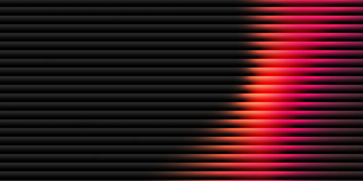 Horizontal parallel lines abstract background with red illumination, abstract