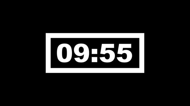 10 minute timer countdown animation, 600 to 0 countdown five minute countdown timer animation. Animated rectangle in Motion graphics of timer count down concept
