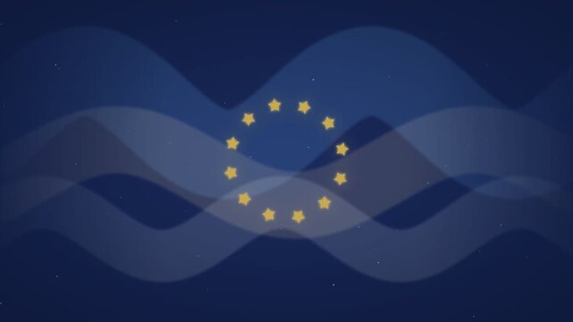 European Union Flag Stars Waving Blue Background