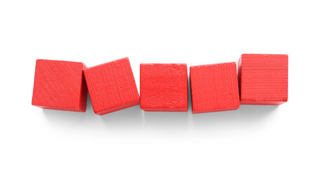 Fototapeta premium Composition with red wooden blocks isolated on white background