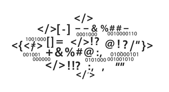 Abstract Digital Code Symbols and Binary Numbers Background