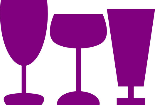 Modern beverage glassware silhouette set featuring vector illustration.