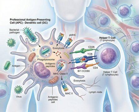 Biological Mechanism of Professional Antigen Presenting Dendritic Cell Interaction with Helper T Lymphocytes in Human Immunity