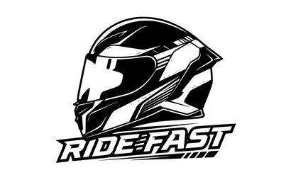 Aggressive Racing Helmet Vector Graphic with Ride Fast Slogan for Motorsport Apparel © Shultana