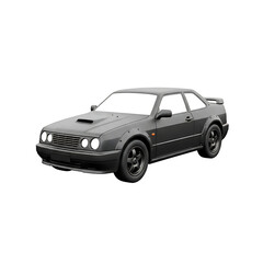 Obraz premium Three Quarter View Of A Dark Grey Sedan Sport Car Isolated On A White Background
