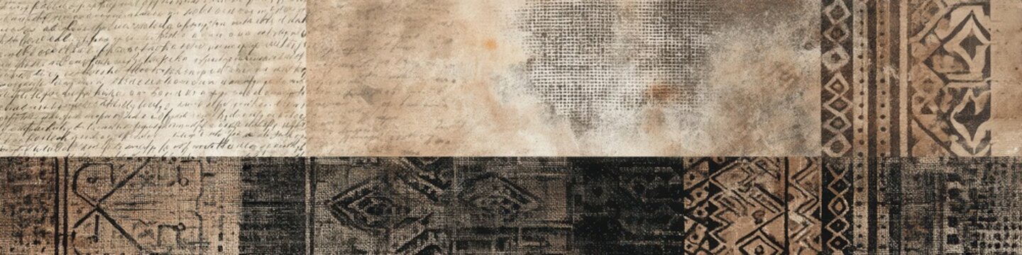Antique Papers and Tribal Patterns Rustic Collage Design