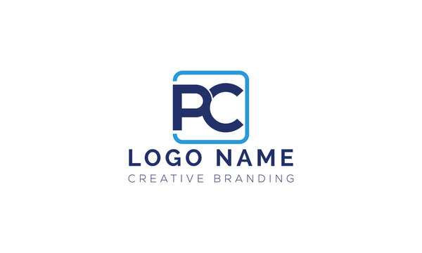 Professional pc letter monogram logo within rounded square with monogram