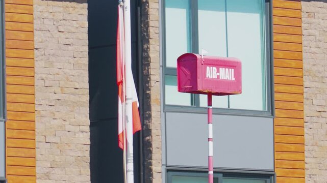 Retro air mail box and national flag