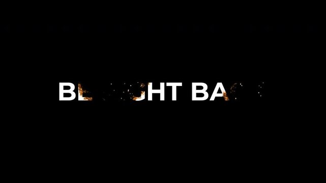 Be Right Back Burning Flame Alert Text On Black Background 4K Video