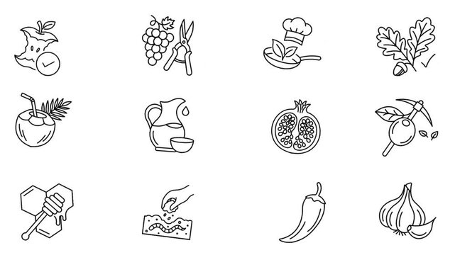 Agriculture and Food Icon Set animated