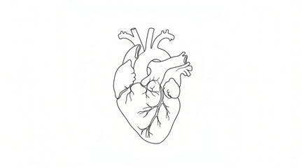 Fototapeta premium Minimal Human Heart Line Art Illustration
