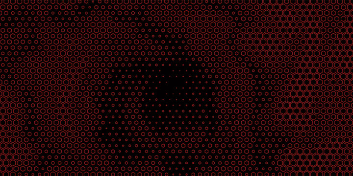 Honeycomb on a red background. Perspective view on polygon look like honeycomb. Isometric geometry. 3D illustration