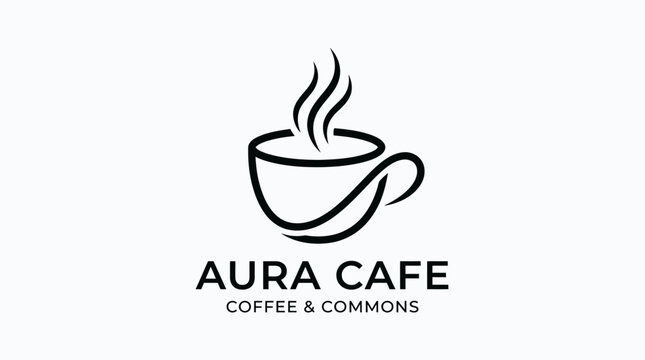 Steaming hot coffee cup logo design.