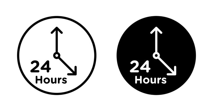 Time twenty four icon filled flat and line versions