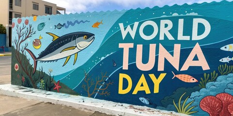 tuna fish swimming underwater world tuna day marine life ocean template