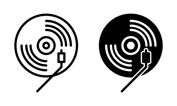 Vinyl icon filled flat and line versions