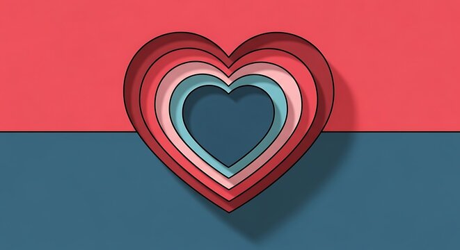 Red heart symbol on blue gradient background.