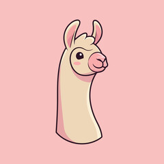 Fototapeta premium Cute Cartoon Llama Head Portrait.