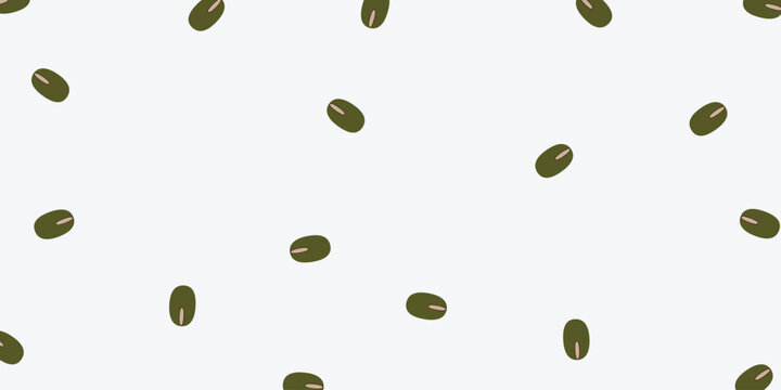 Seamless pattern of mung beans on white background for asian food packaging and digital paper design