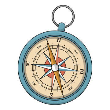 Vintage nautical compass navigation instrument isolated on white background
