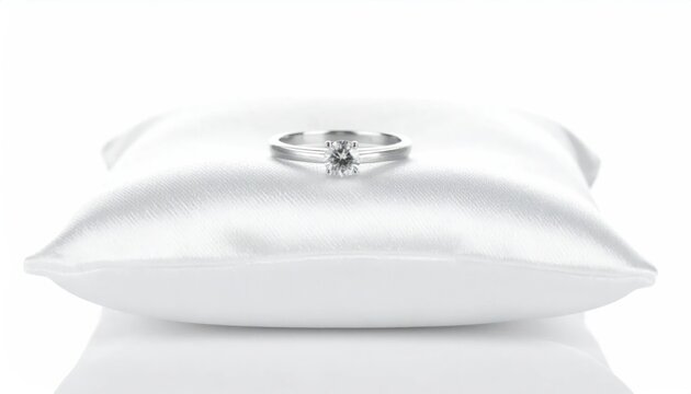 A White Cushion Cushion With A Diamond Ring On Top