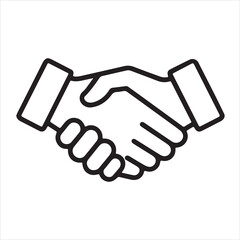 Obraz premium Simple line art icon of two hands shaking in agreement.
