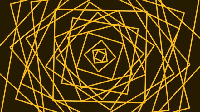 Abstract geometric spiral pattern with golden yellow lines on dark background