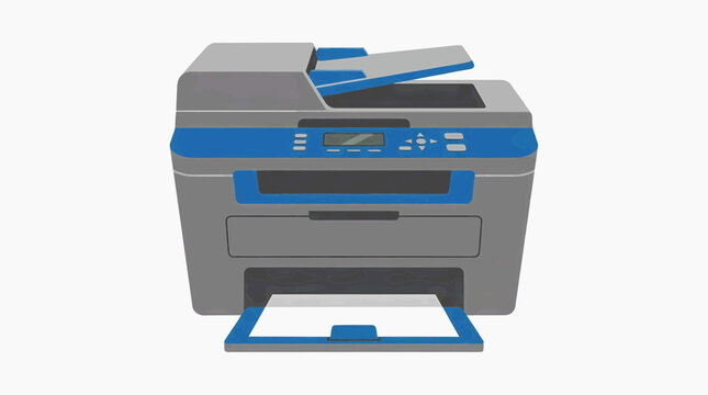 Digital Office: Printer Device with Paper Output for Business Workspace Vector