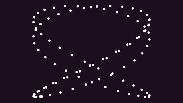 Abstract white dot pattern forming circular and linear shapes on black background