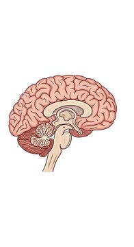 Detailed anatomical illustration of human brain cross section.