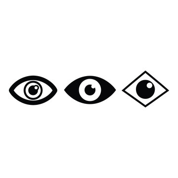 Blackandwhite illustration of three different shaped human eyes  side view icon