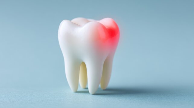 Tooth model with red highlight