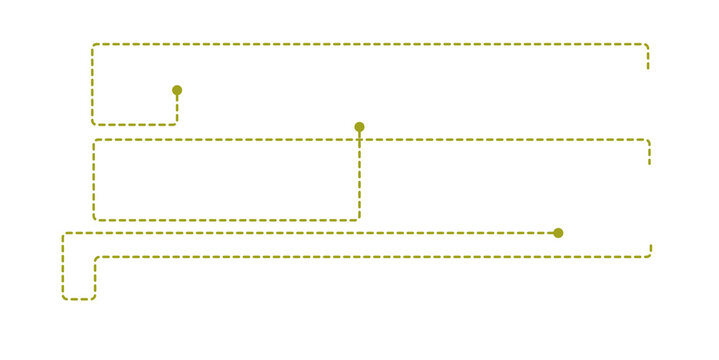 Dashed circuit lines connecting nodes for tech interface design.