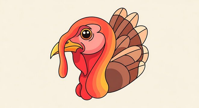 Colorful cartoon illustration of a red rooster with detailed feathers.