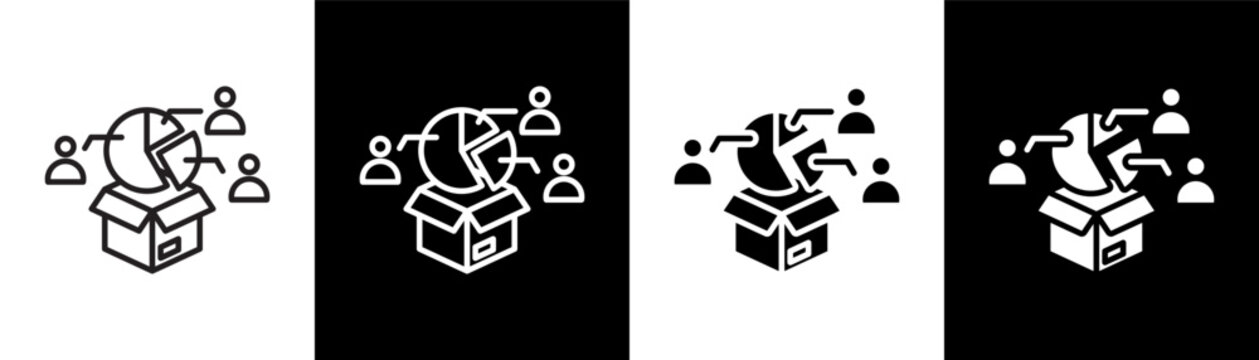market segmentation white icon set design