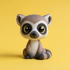 Fototapeta premium Charming ring tailed lemur figurine with large expressive eyes
