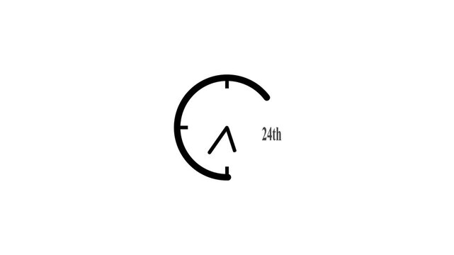 Animated clock face showing time passing quickly for 24 hour period motion graphic icon.