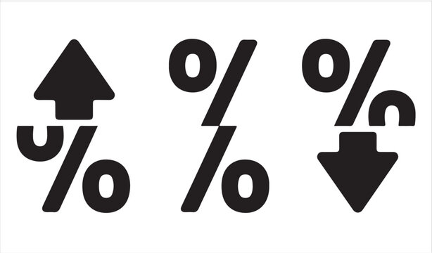 Business Growth and Market Decline Percentage Symbol Vector Set