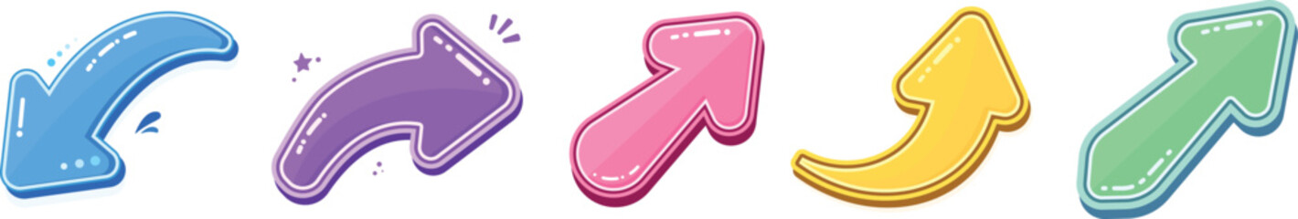 Colorful cute arrow set vector. Kawaii arrow pastel. Cute arrow right direction. © Accountanz