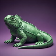 Fototapeta premium Green iguana portrait a detailed view of a reptilian friend