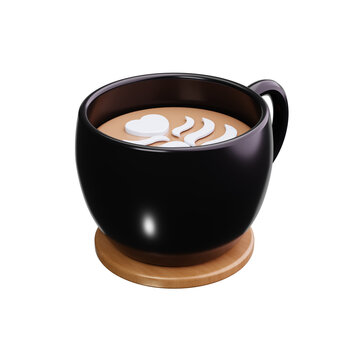 Latte art 3d render icons