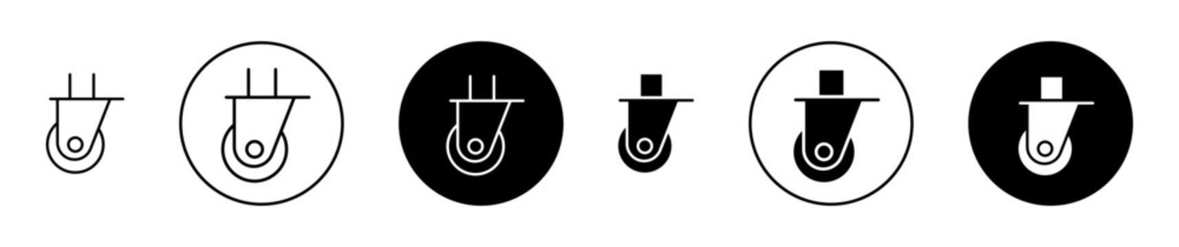 Cart trolley wheel icon. Editable stroke and filled. Pixel perfect