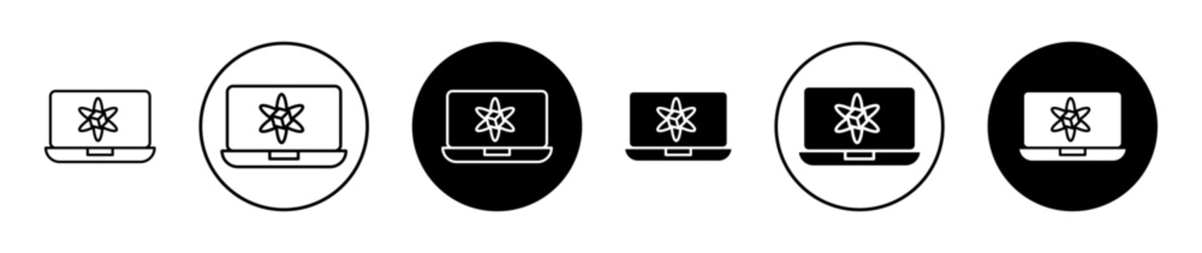 Computer simulation icon. Editable stroke and filled. Pixel perfect