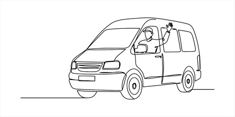 Driver waving from a van © Ratna Art_Gallery