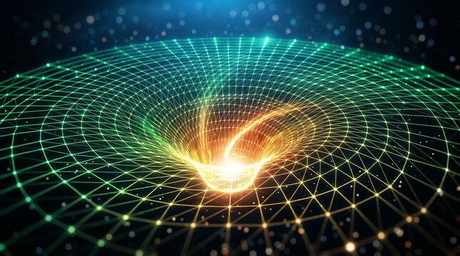 Abstract Digital Gravitational Well Representing Spacetime Curvature and Quantum Physics