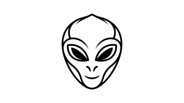 Alien Head Icon, Extraterrestrial Face, Sci-Fi Concept, Minimalist Line Art