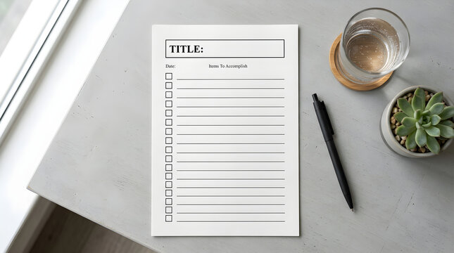 Blank checklist planning daily tasks for productivity