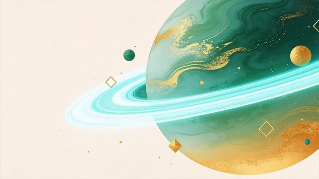 Abstract cosmic planet with rings