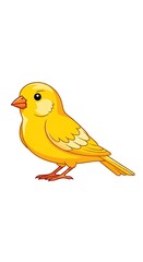 Naklejka premium Bright yellow canary bird perched on a branch.